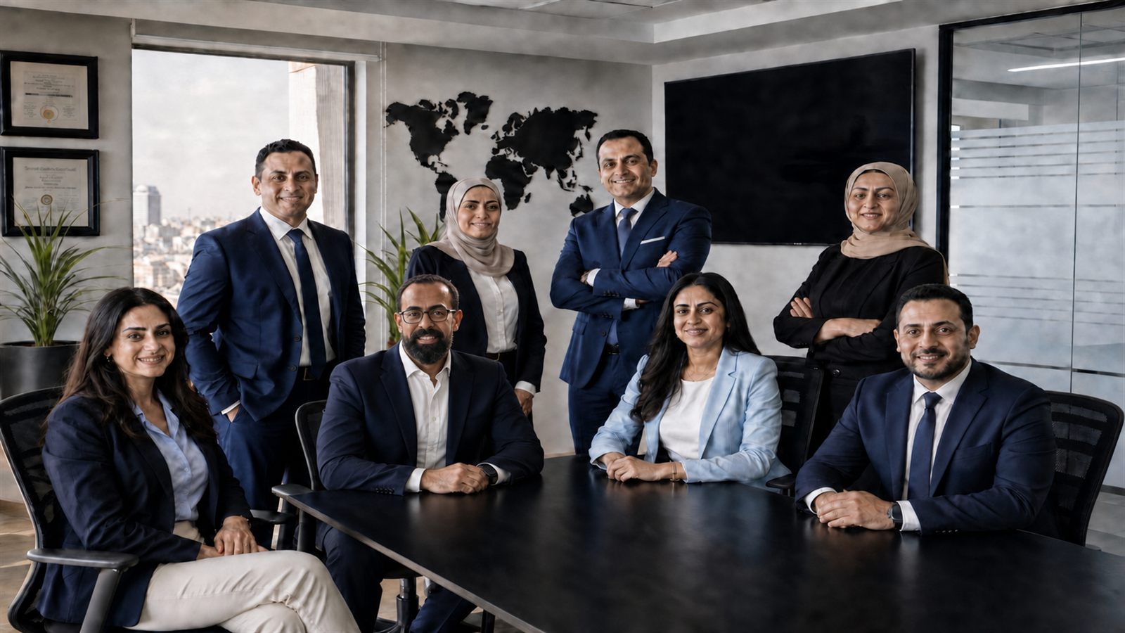 فريق استشاريين مصريين داخل مقر SFA Consultants