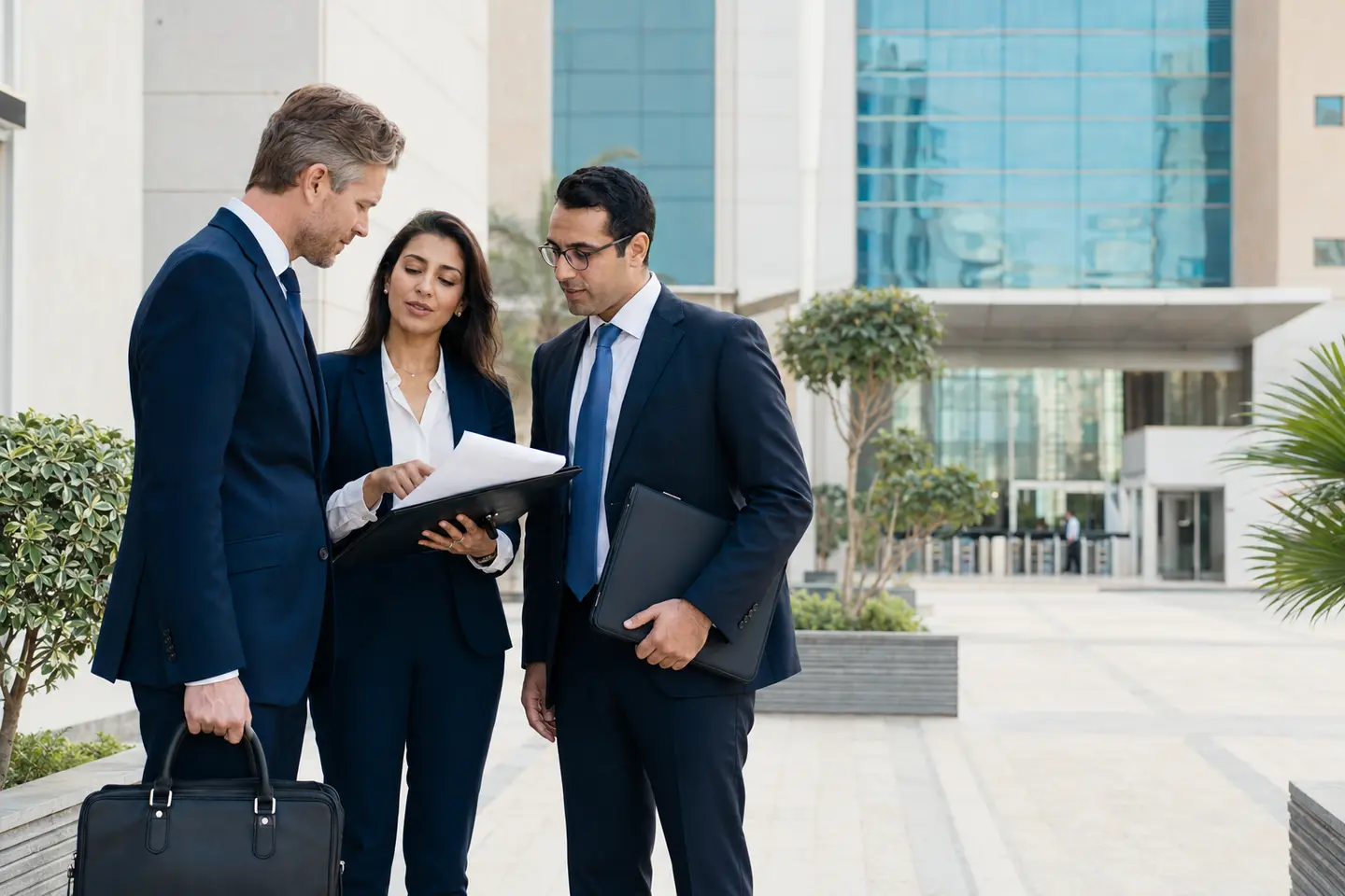 مستثمر أجنبي مع استشاريين مصريين في القاهرة