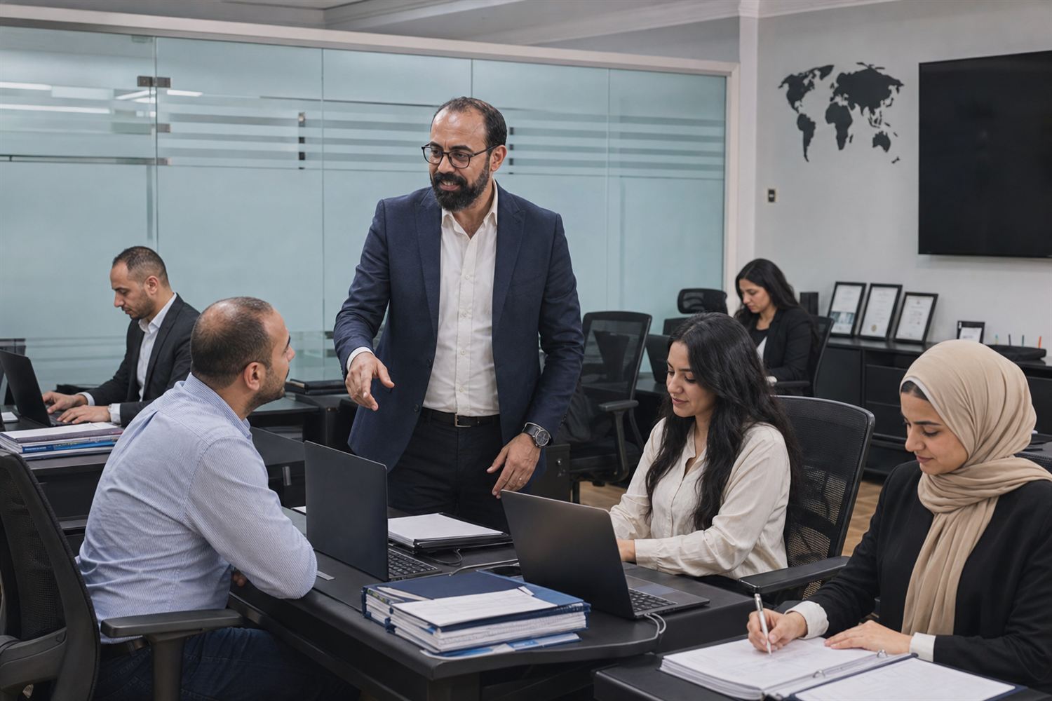 فريق استشاريين مصريين داخل مقر SFA Consultants
